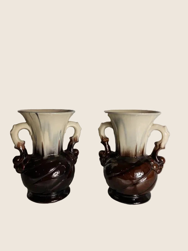 Duo de Vases Vallauris – Céramique Émaillée & Nuances Organiques (Vintage 60s) - LVR