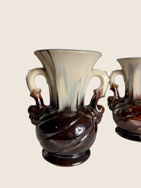 Duo de Vases Vallauris – Céramique Émaillée & Nuances Organiques (Vintage 60s) - LVR