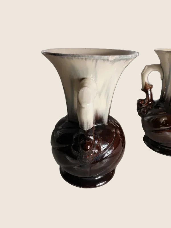 Duo de Vases Vallauris – Céramique Émaillée & Nuances Organiques (Vintage 60s) - LVR