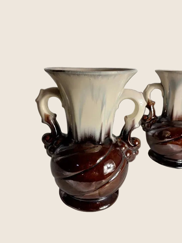Duo de Vases Vallauris – Céramique Émaillée & Nuances Organiques (Vintage 60s) - LVR