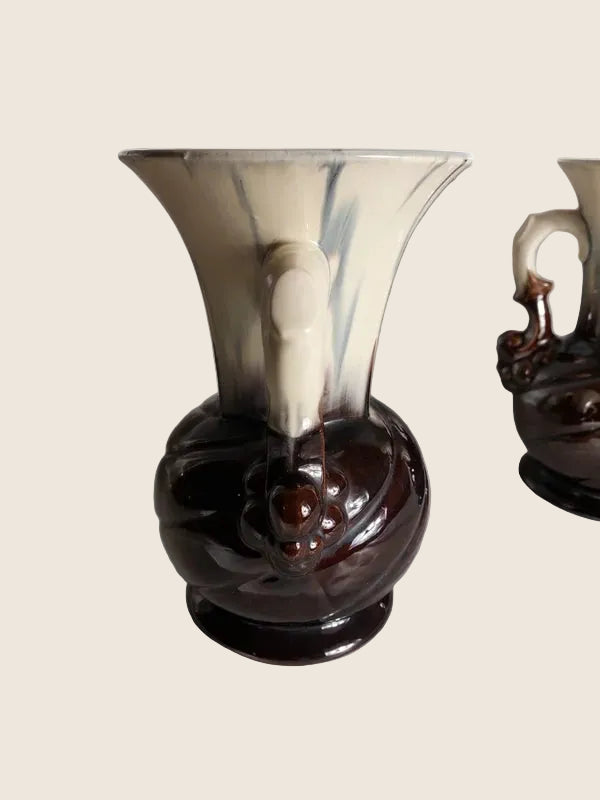 Duo de Vases Vallauris – Céramique Émaillée & Nuances Organiques (Vintage 60s) - LVR