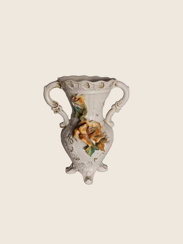 Vase Médicis Capodimonte – Porcelaine Barbotine & Décor Floral (Naples, 60s) - LVR