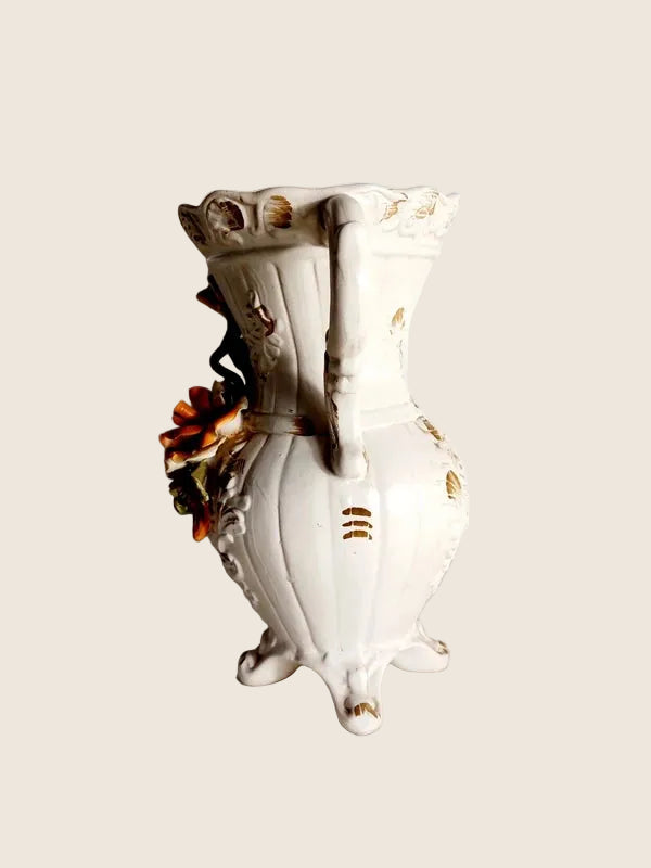 Vase Médicis Capodimonte – Porcelaine Barbotine & Décor Floral (Naples, 60s) - LVR