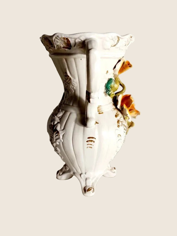 Vase Médicis Capodimonte – Porcelaine Barbotine & Décor Floral (Naples, 60s) - LVR