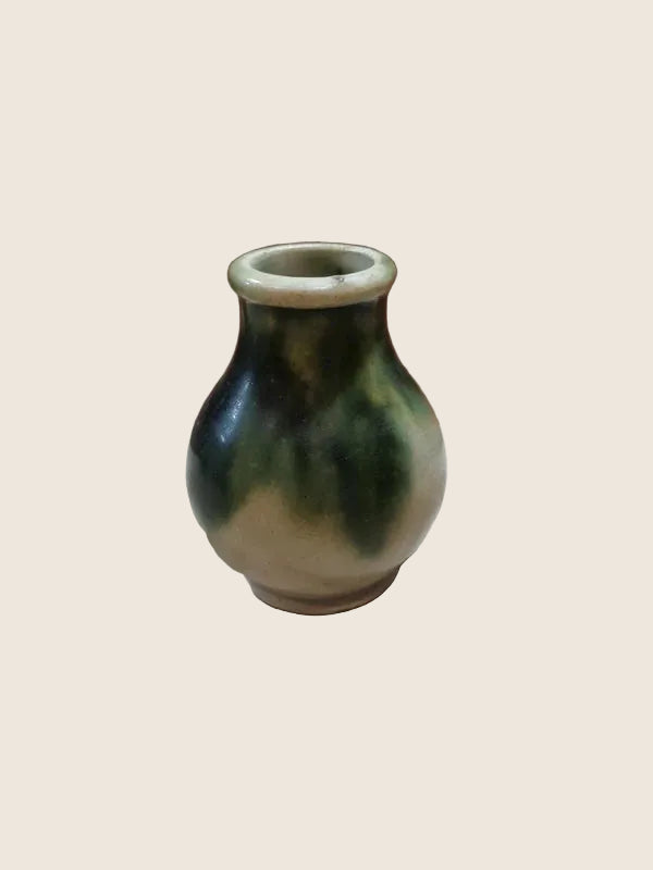 Petit Vase Soliflore Artisanal – Céramique "Goutte" Vert & Beige - LVR
