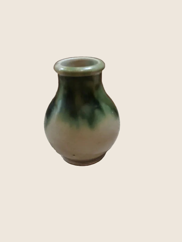 Petit Vase Soliflore Artisanal – Céramique "Goutte" Vert & Beige - LVR