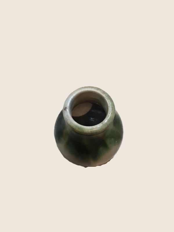 Petit Vase Soliflore Artisanal – Céramique "Goutte" Vert & Beige - LVR