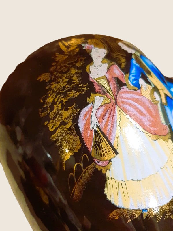 Vase de Collection Noir & Or – Scène Galante Rococo "Roméo & Juliette" 24 cm - LVR