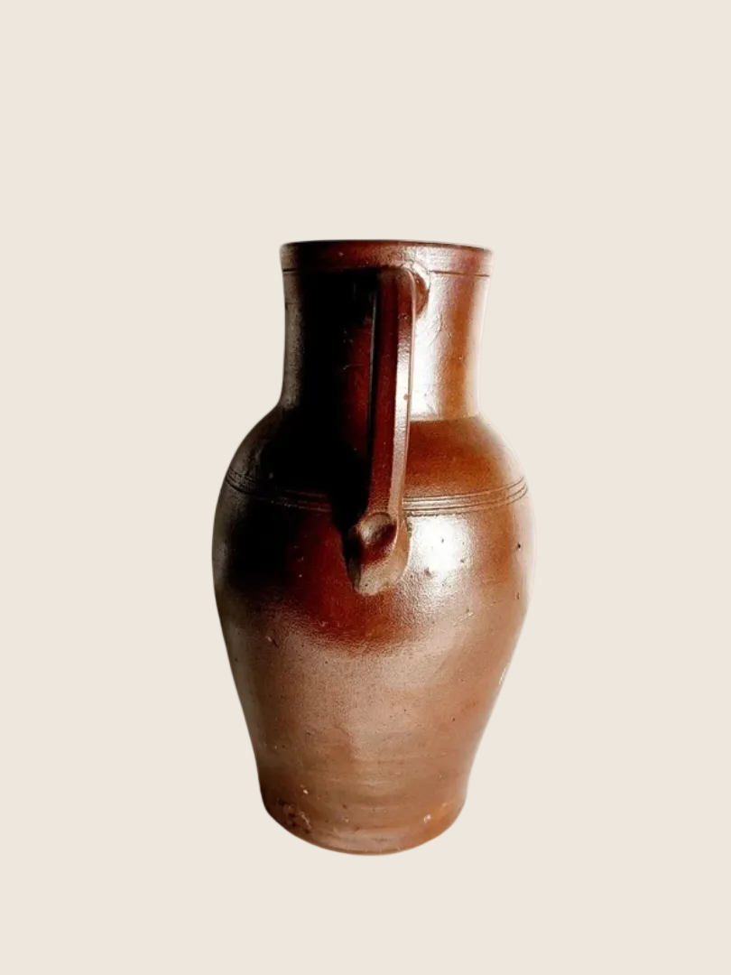Grande Cruche Ancienne en Grès Vernissé 4L – Reflets Irisés Spectaculaires (Années 30) - LVR