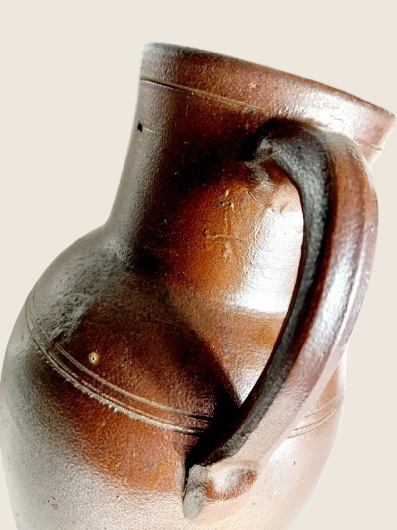 Grande Cruche Ancienne en Grès Vernissé 4L – Reflets Irisés Spectaculaires (Années 30) - LVR