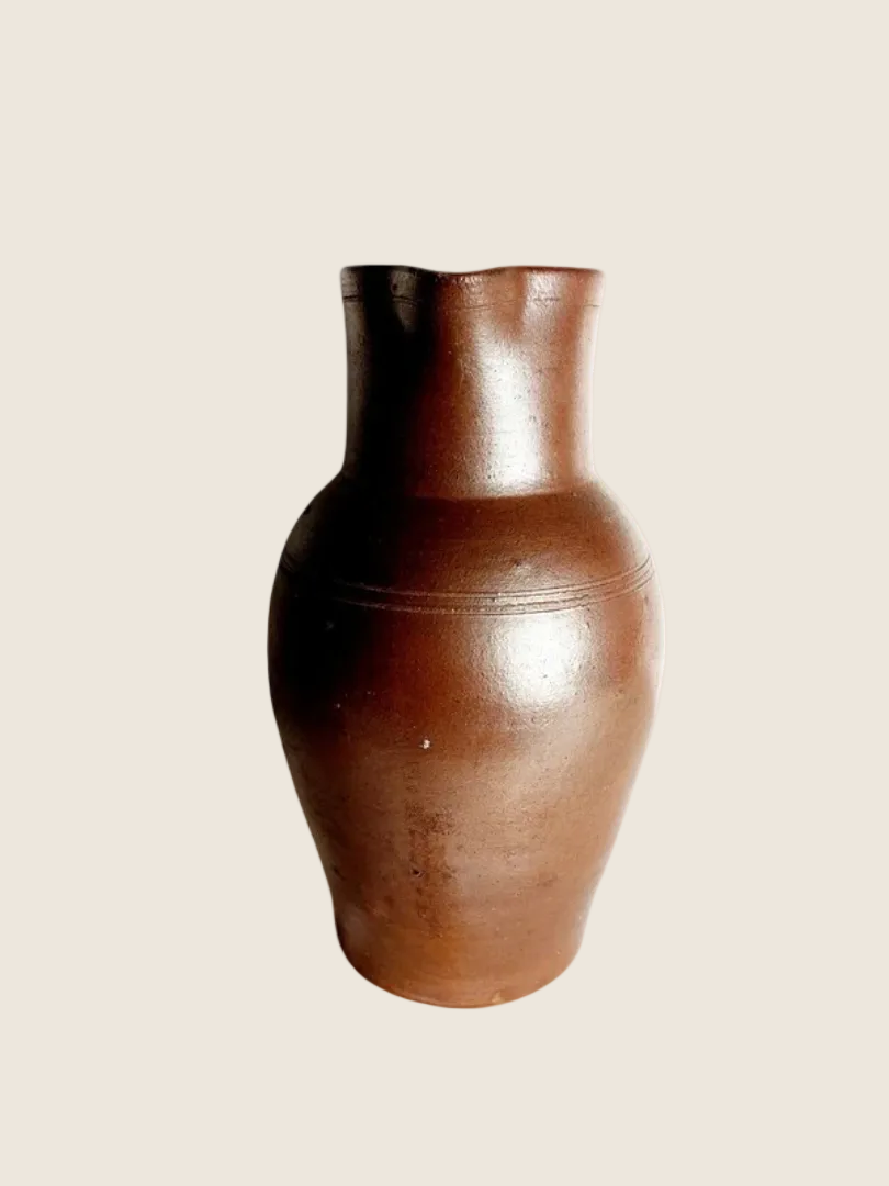 Grande Cruche Ancienne en Grès Vernissé 4L – Reflets Irisés Spectaculaires (Années 30) - LVR
