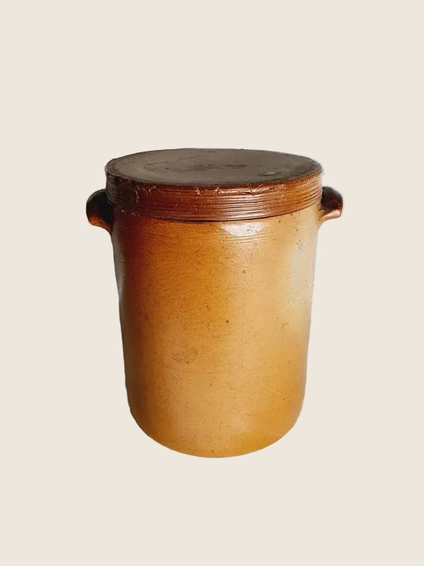 Ancien Saloir Traditionnel en Grès & Terre Cuite – Pièce Massive (3,6 kg) - LVR