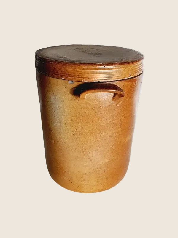 Ancien Saloir Traditionnel en Grès & Terre Cuite – Pièce Massive (3,6 kg) - LVR