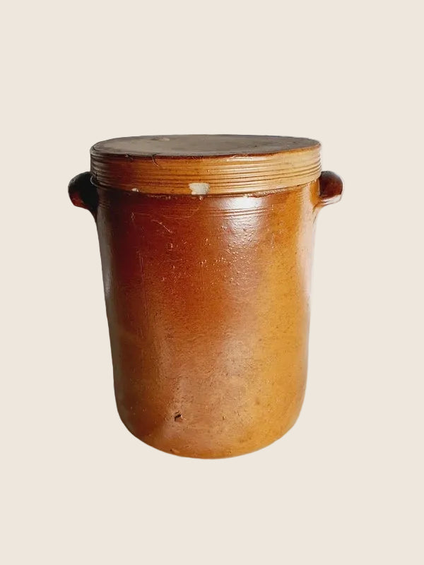 Ancien Saloir Traditionnel en Grès & Terre Cuite – Pièce Massive (3,6 kg) - LVR