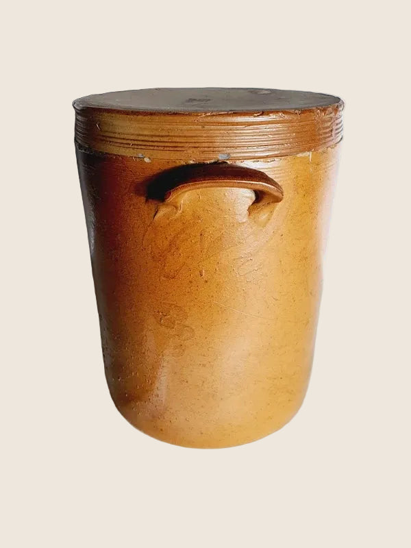Ancien Saloir Traditionnel en Grès & Terre Cuite – Pièce Massive (3,6 kg) - LVR