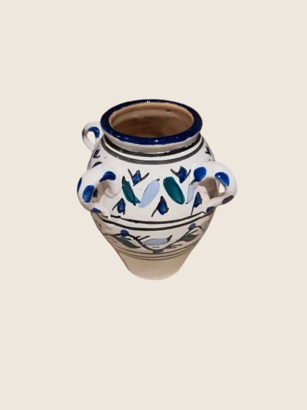 Mini Amphore à 4 Anses – Poterie Artisanale Peinte à la Main (Vintage Boho) - LVR