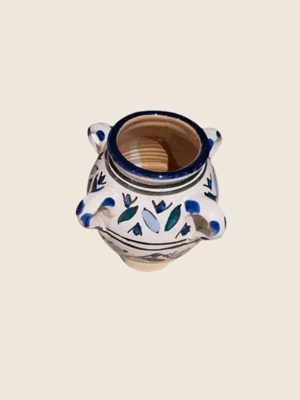 Mini Amphore à 4 Anses – Poterie Artisanale Peinte à la Main (Vintage Boho) - LVR