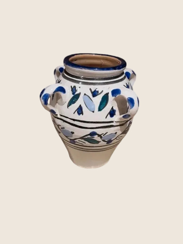 Mini Amphore à 4 Anses – Poterie Artisanale Peinte à la Main (Vintage Boho) - LVR