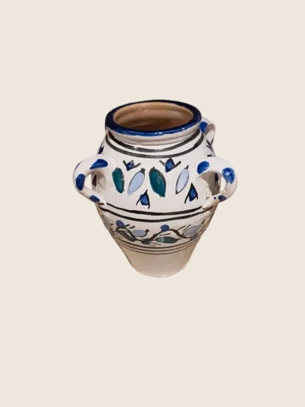Mini Amphore à 4 Anses – Poterie Artisanale Peinte à la Main (Vintage Boho) - LVR