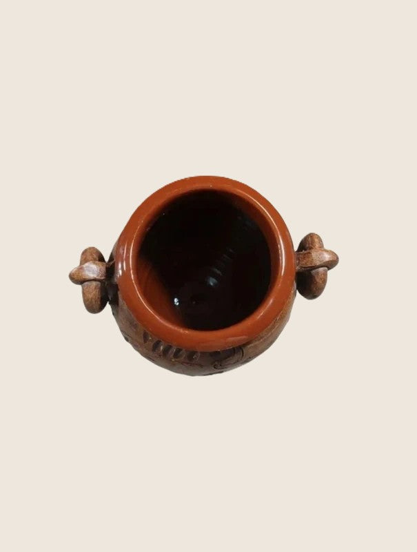 Pot Artisanal en Terre Cuite – Motifs Floraux Sculptés Main (Style Boho-Chic) - LVR