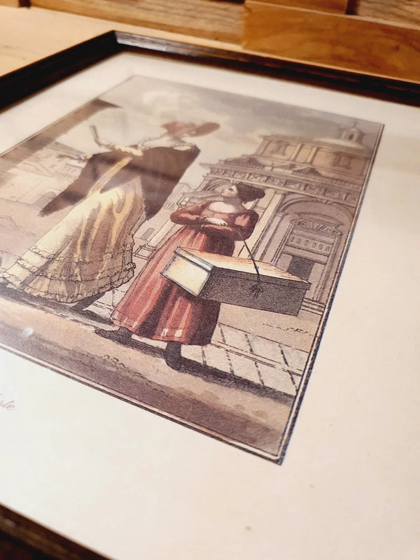 Gravure Mode Vintage "La Modiste - Le Gris de Paris" - XIXe Siècle Style - Encadrée 28x23cm - LVR