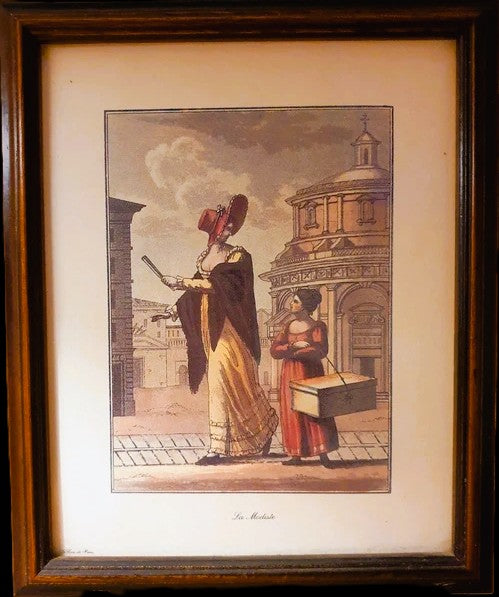 Gravure Mode Vintage "La Modiste - Le Gris de Paris" - XIXe Siècle Style - Encadrée 28x23cm - LVR