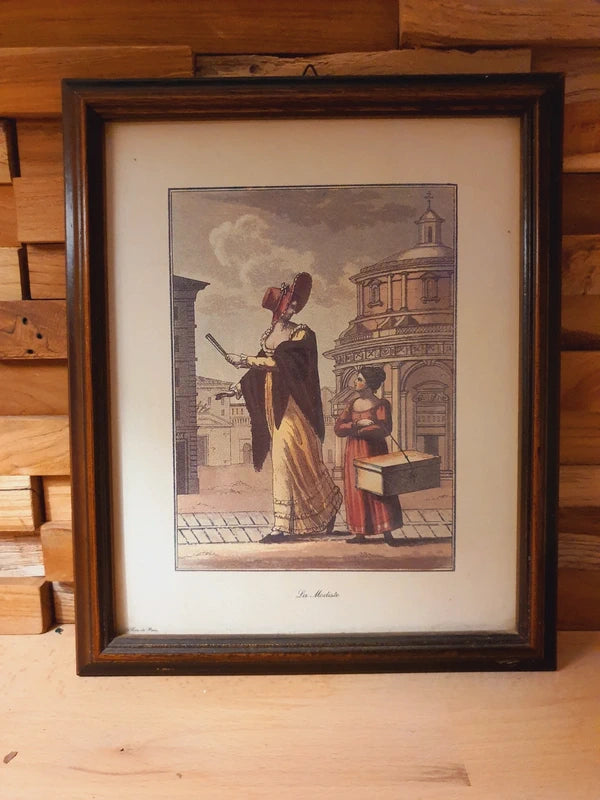 Gravure Mode Vintage "La Modiste - Le Gris de Paris" - XIXe Siècle Style - Encadrée 28x23cm - LVR