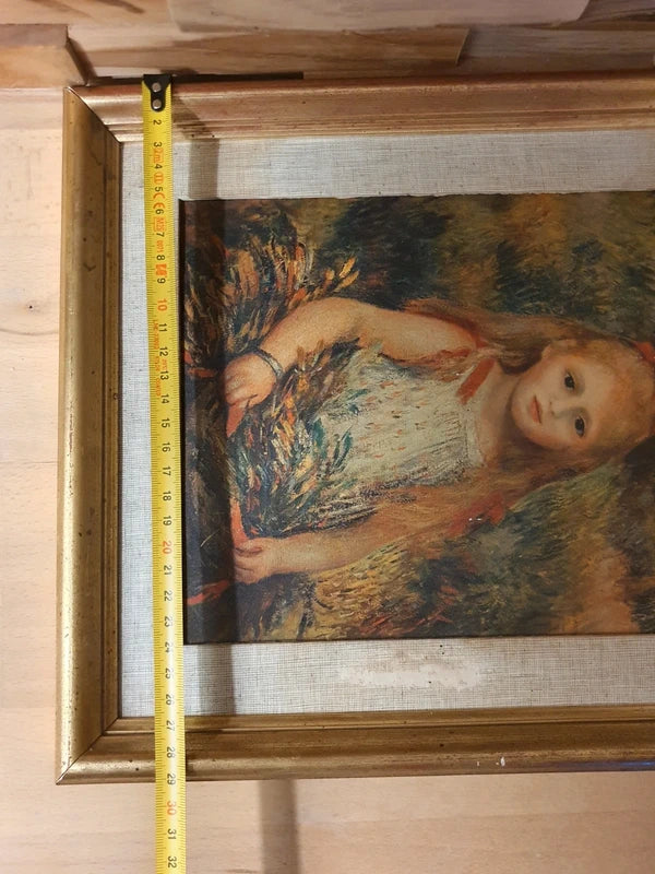 Tableau Renoir Vintage "Fillette à la Gerbe" - Reproduction Officielle S.P.A.D.E.M. - Cadre Bois 35x29cm - LVR