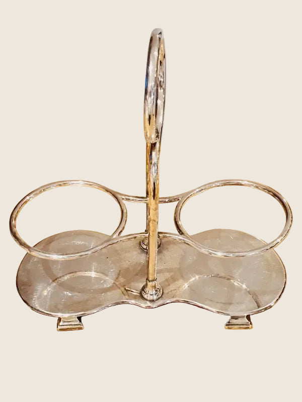 Serviteur à Condiments Art Déco – Métal Argenté & Verre Taillé – Vers 1930 - LVR