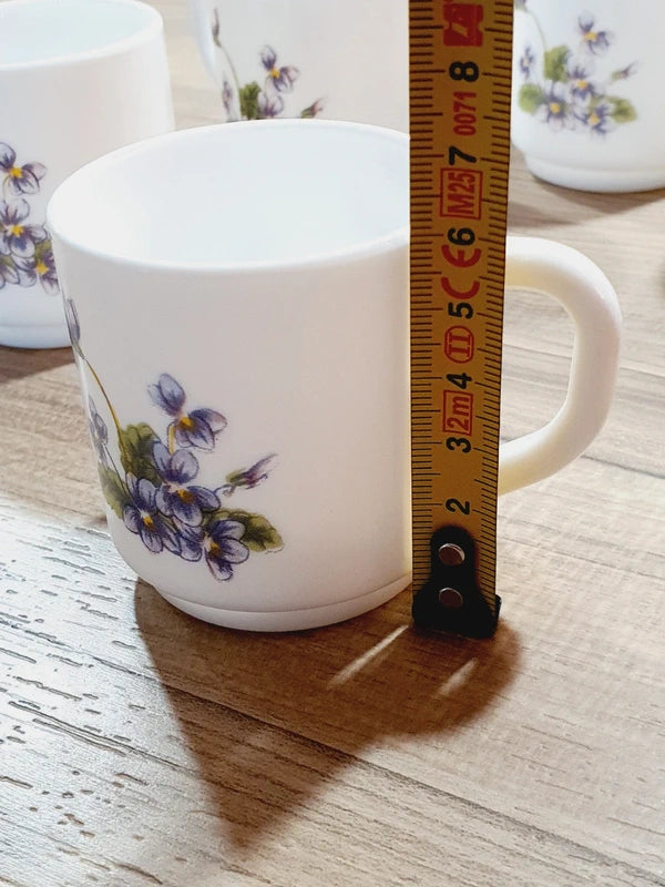 Lot de 8 Tasses Arcopal France – Collection "Violettes" – Vintage 70's - LVR