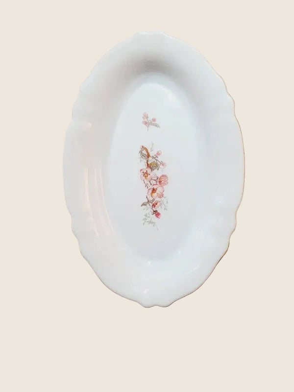 Ravier Ovale Arcopal "Fleurs de Cerisier" – Verre Opale Vintage (70s-80s) - LVR