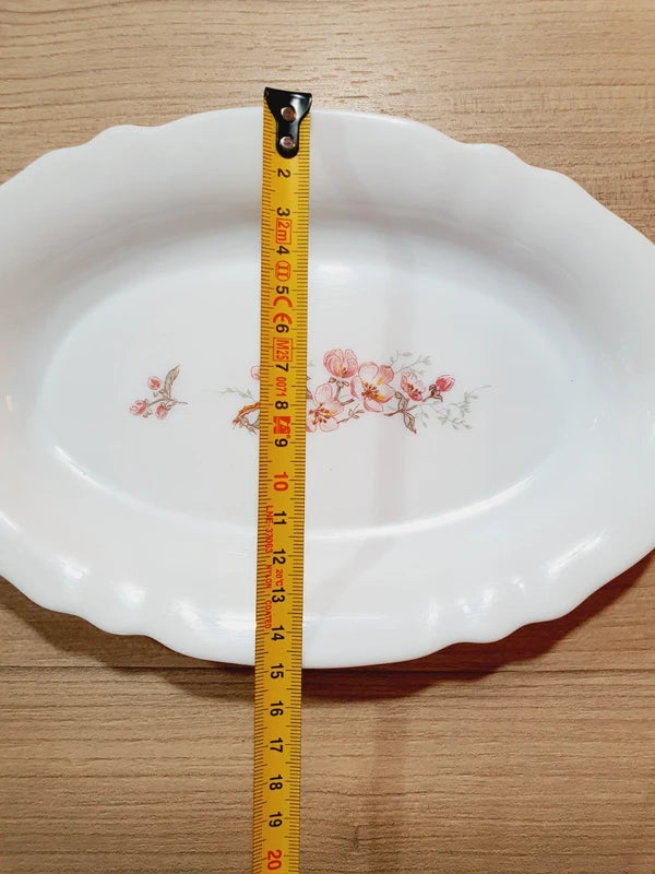 Ravier Ovale Arcopal "Fleurs de Cerisier" – Verre Opale Vintage (70s-80s) - LVR