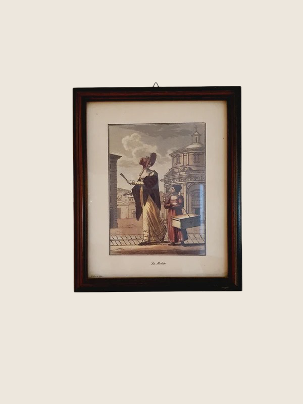 Gravure Mode Vintage "La Modiste - Le Gris de Paris" - XIXe Siècle Style - Encadrée 28x23cm - LVR