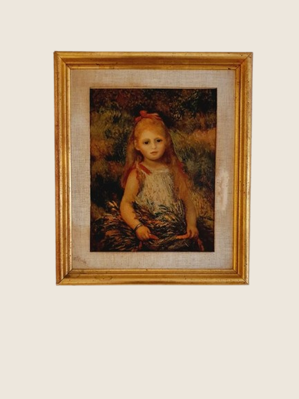 Tableau Renoir Vintage "Fillette à la Gerbe" - Reproduction Officielle S.P.A.D.E.M. - Cadre Bois 35x29cm - LVR