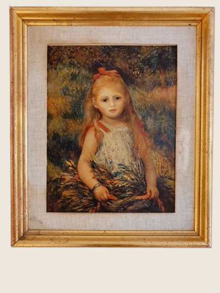 Tableau Renoir Vintage "Fillette à la Gerbe" - Reproduction Officielle S.P.A.D.E.M. - Cadre Bois 35x29cm - LVR