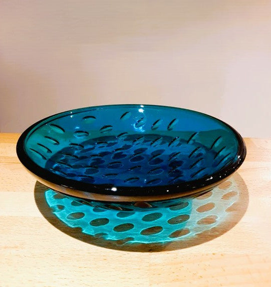 Coupe "Odelys" Guerlain France – Verre Turquoise Sculpté (Sixties) - LVR