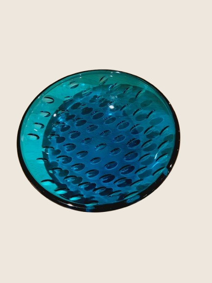 Coupe "Odelys" Guerlain France – Verre Turquoise Sculpté (Sixties) - LVR