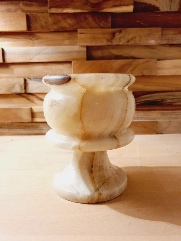 Pot en Onyx & Albâtre Vintage : Sculpture Minérale Translucide (50-70's) - LVR
