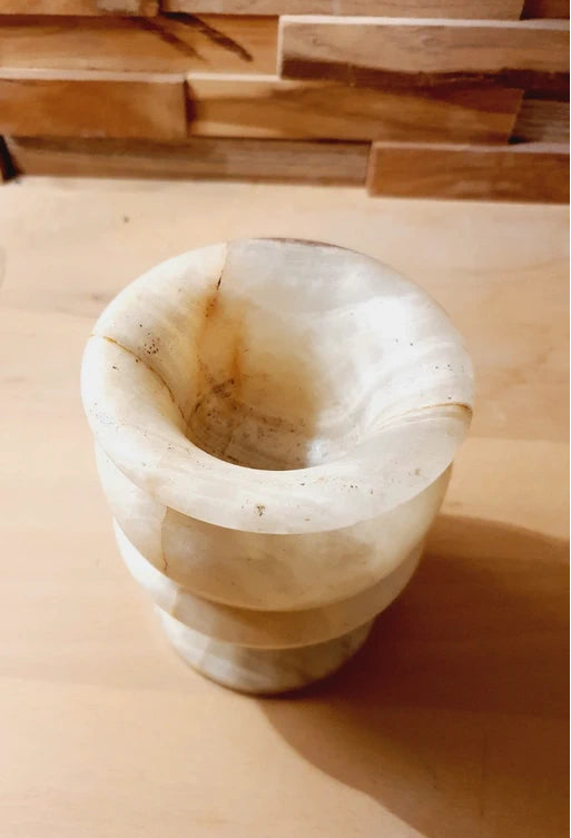Pot en Onyx & Albâtre Vintage : Sculpture Minérale Translucide (50-70's) - LVR