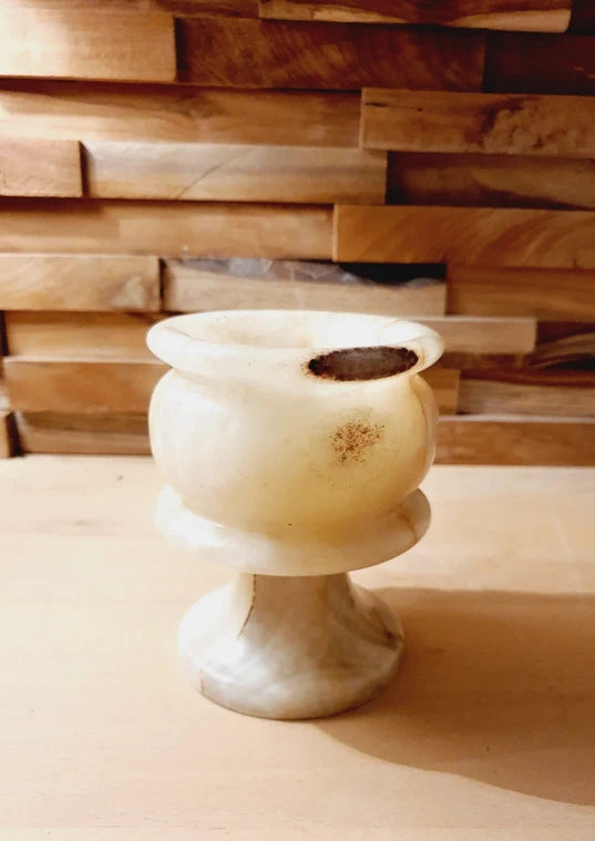 Pot en Onyx & Albâtre Vintage : Sculpture Minérale Translucide (50-70's) - LVR