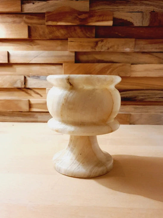 Pot en Onyx & Albâtre Vintage : Sculpture Minérale Translucide (50-70's) - LVR