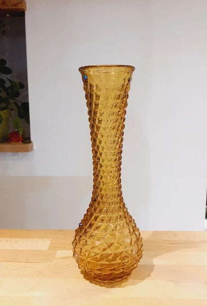 Grand Vase Ambré "Pointe de Diamant" : Éclat Vintage (60-70's) - LVR