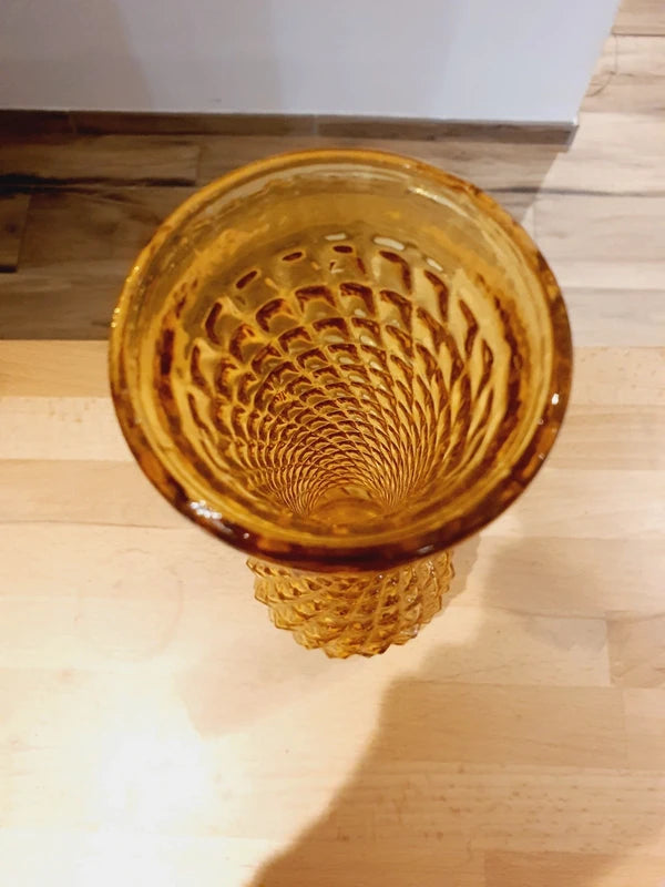 Grand Vase Ambré "Pointe de Diamant" : Éclat Vintage (60-70's) - LVR