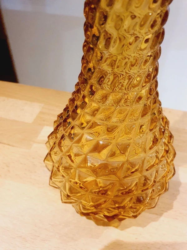 Grand Vase Ambré "Pointe de Diamant" : Éclat Vintage (60-70's) - LVR