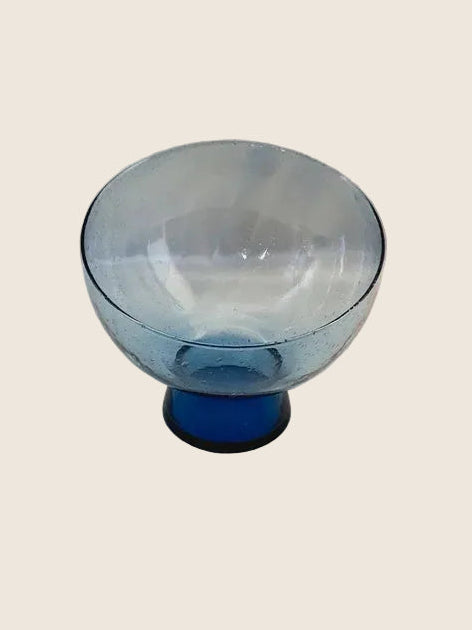 Coupelle en Verre Bullé Bleu Méditerranée : L’Art du Souffle (Style Biot) - LVR