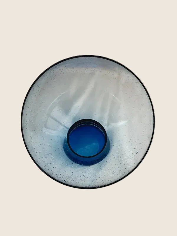 Coupelle en Verre Bullé Bleu Méditerranée : L’Art du Souffle (Style Biot) - LVR