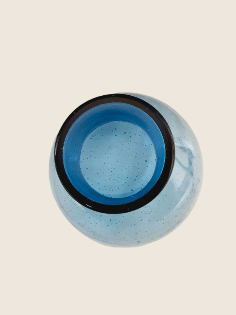 Coupelle en Verre Bullé Bleu Méditerranée : L’Art du Souffle (Style Biot) - LVR