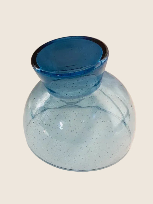 Coupelle en Verre Bullé Bleu Méditerranée : L’Art du Souffle (Style Biot) - LVR