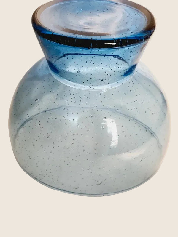 Coupelle en Verre Bullé Bleu Méditerranée : L’Art du Souffle (Style Biot) - LVR