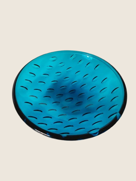 Coupe "Odelys" Guerlain France – Verre Turquoise Sculpté (Sixties) - LVR